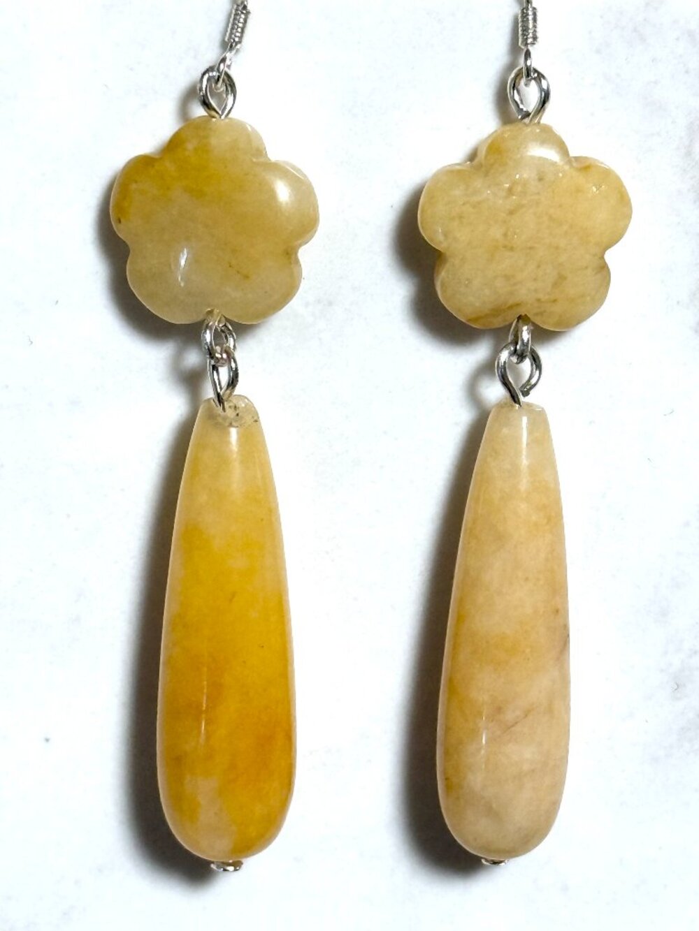 2/$20, Yellow Orange Aventurine Dangle Earrings, Gemstone & Sterling Silver Hook
